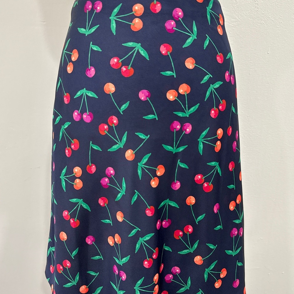 NWT J. Crew Navy Cherry Print A-Line Skirt